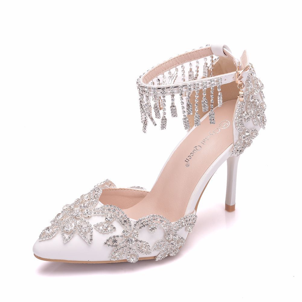 Plus Size Tassel Rhinestone High Heel Sandals