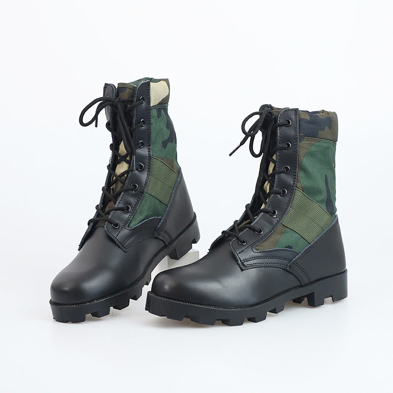 Bottes de combat montantes pour hommes, antidérapantes, résistantes à l'usure, camouflage, désert, randonnée en plein air, militaire, combat