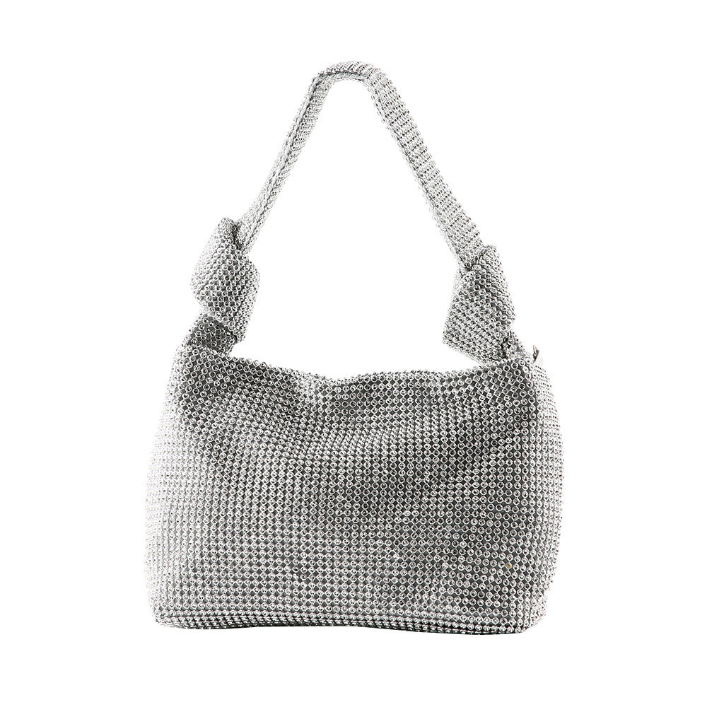 Coffret de dîner avec diamants et sac de soirée noué à la main avec strass