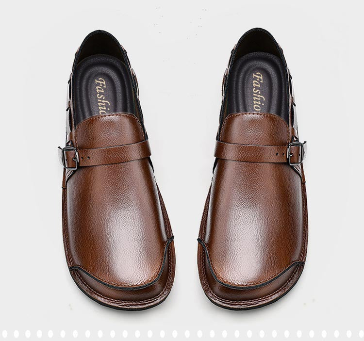 Chaussures décontractées en cuir à semelle souple pour hommes