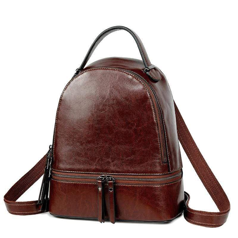 Fashion Temperament Gentle Leather Backpack Fashion Oil Wax Cowhide