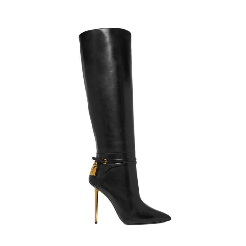 Bottes longues classiques noires simples pour femmes