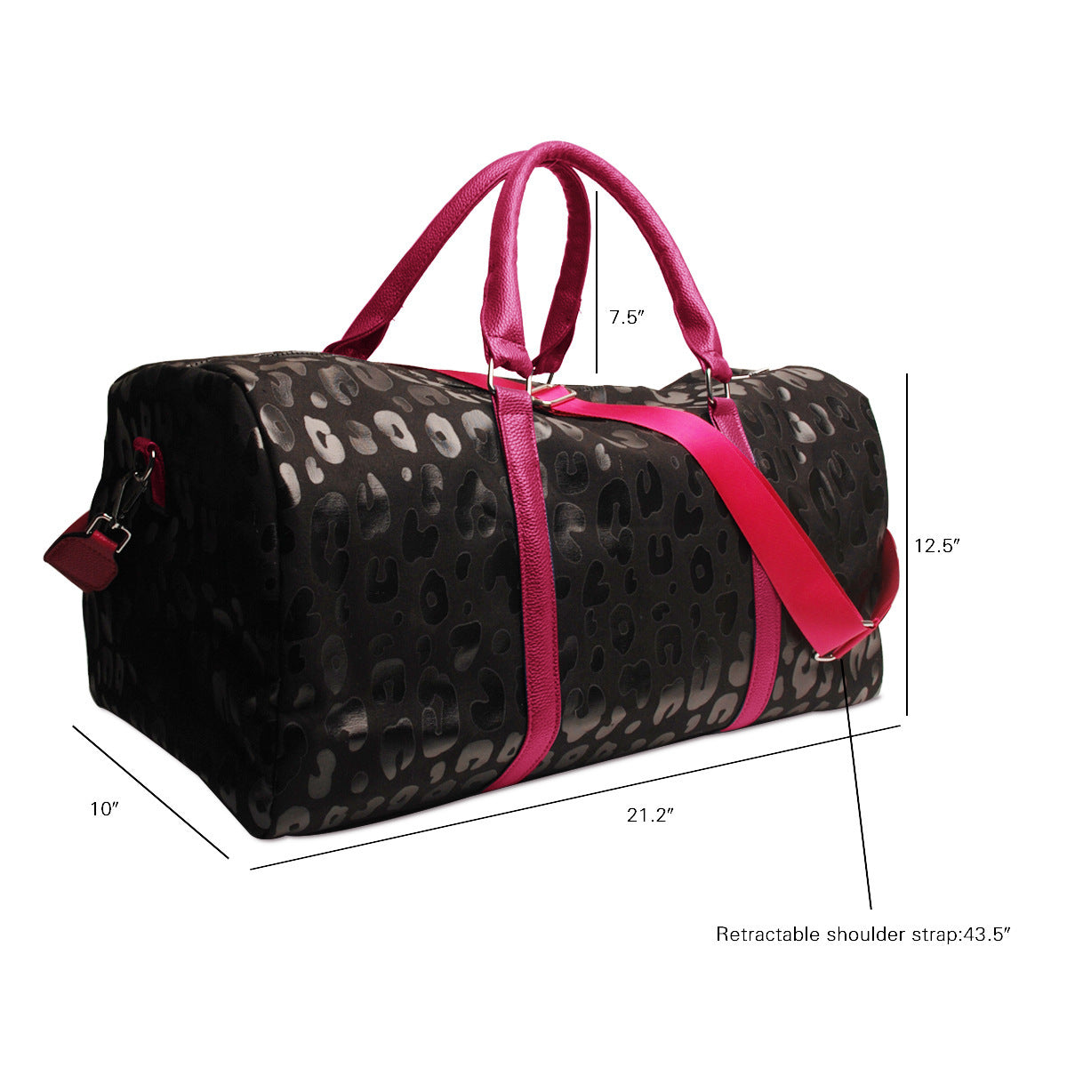 Bolsa de viaje con estampado de leopardo brillante, estilo europeo y americano, con correa para el hombro y asa de PU, bolsa de equipaje portátil