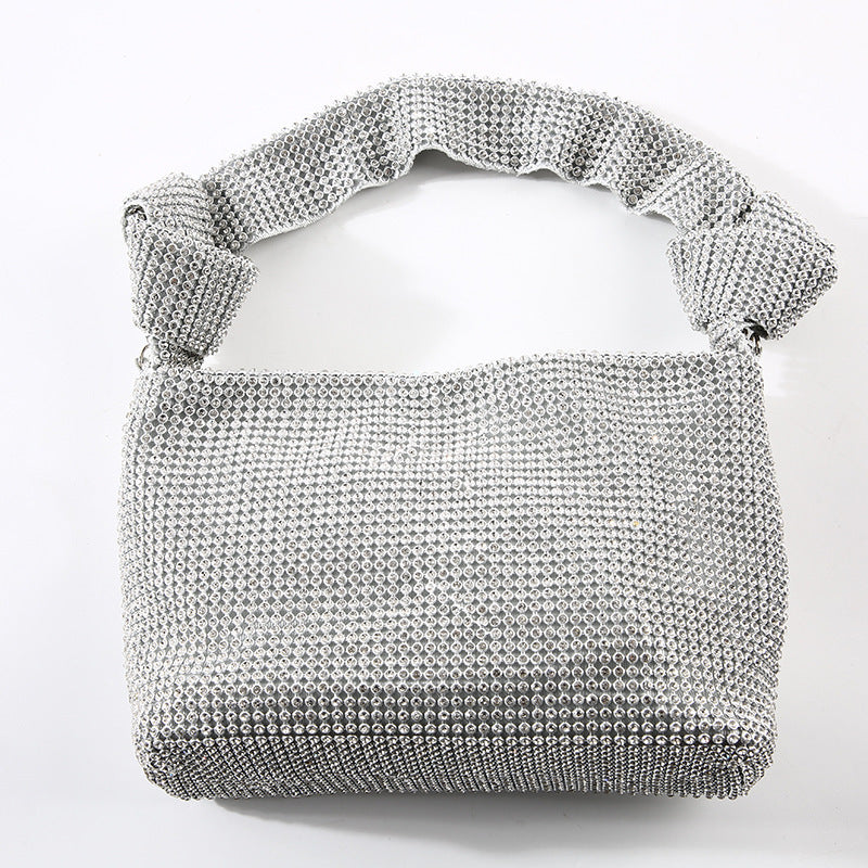 Coffret de dîner avec diamants et sac de soirée noué à la main avec strass