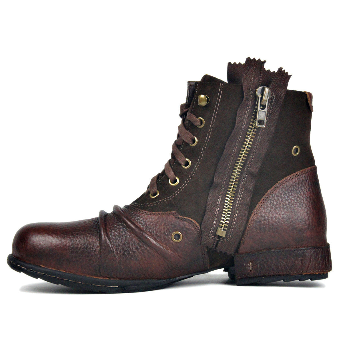 Bottes montantes en cuir pour hommes, grandes tailles