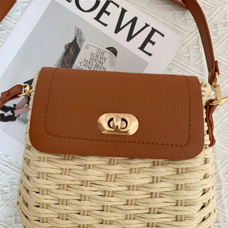 One-shoulder Crossbody Woven Bag All-match Special-interest Design Rattan