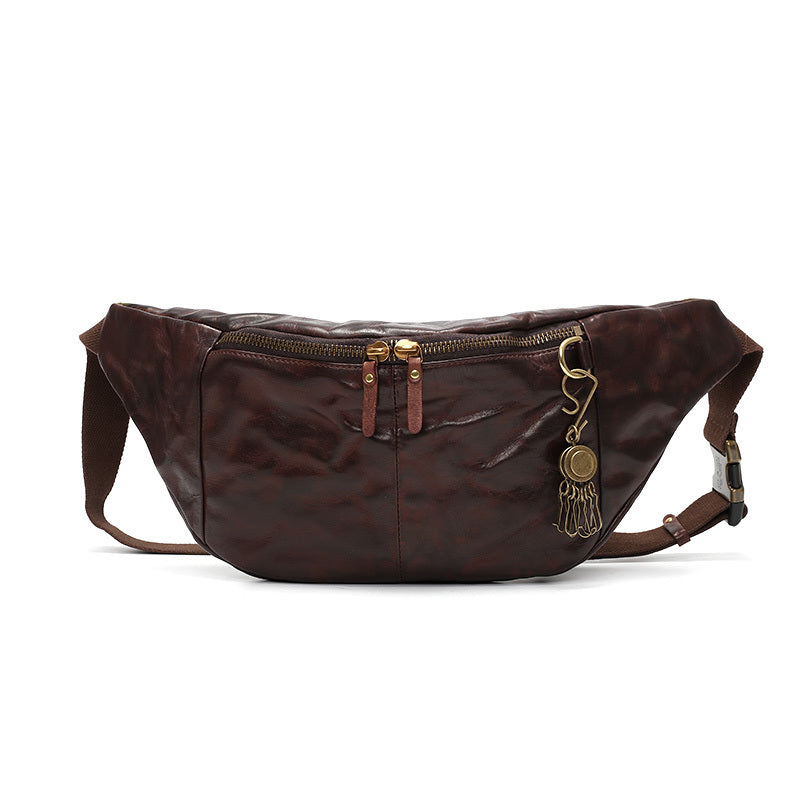 Sac banane en cuir vintage pour homme