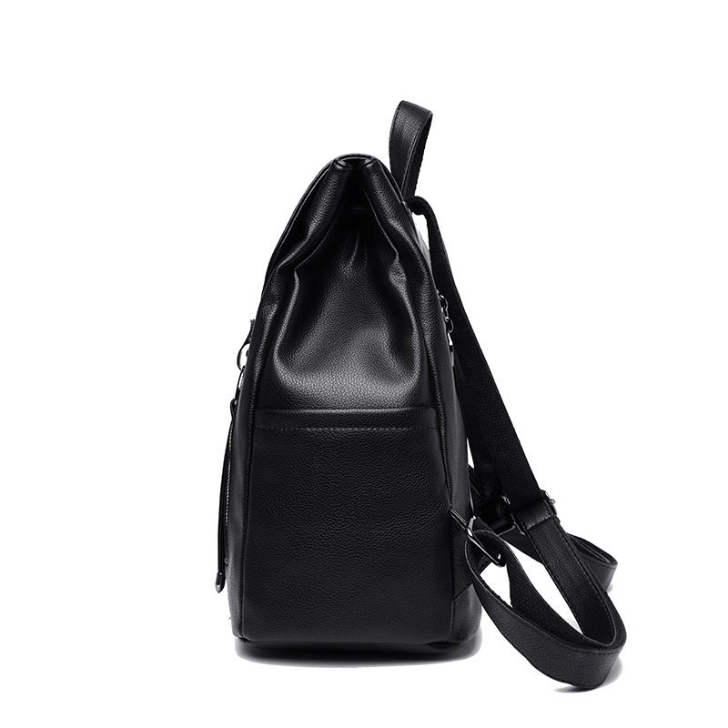 Fashion Soft Leather Large Capacity Ladies Backpack