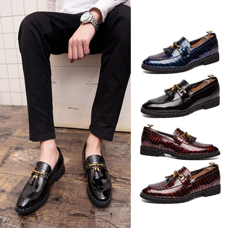 Zapatos de cuero puntiagudos británicos para hombre, estilo coreano