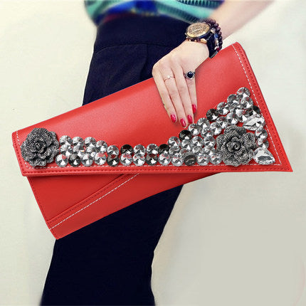 Pochette à bandoulière en strass, petite enveloppe