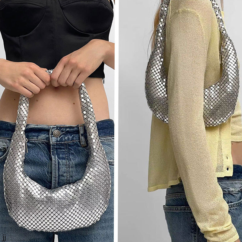 Net Red Casual Silver Sequin Underarm Bag