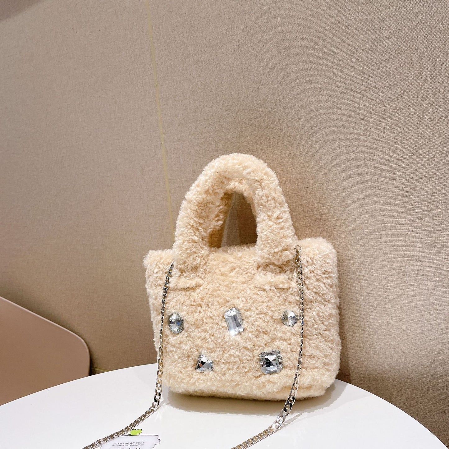 Sac à bandoulière simple à chaîne en strass pour femme