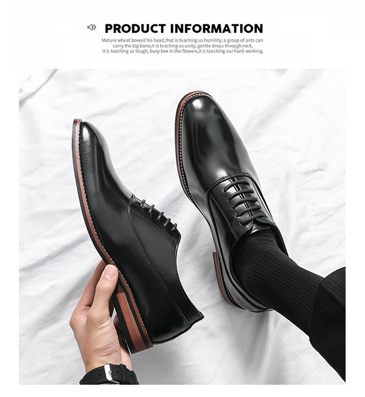 Fashion Casual Low Heel Men's Pointed Leather Shoes