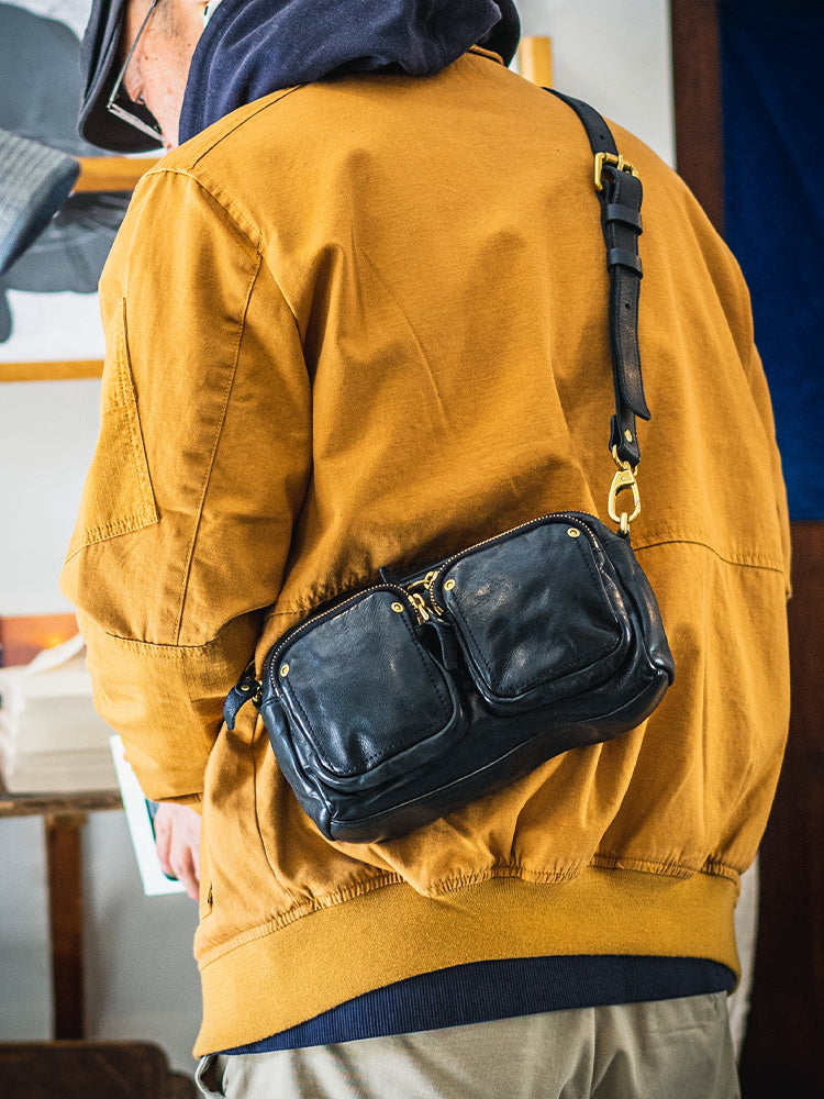 Bolso de cuero para el pecho para hombre, multifunción, para verano, para teléfono móvil