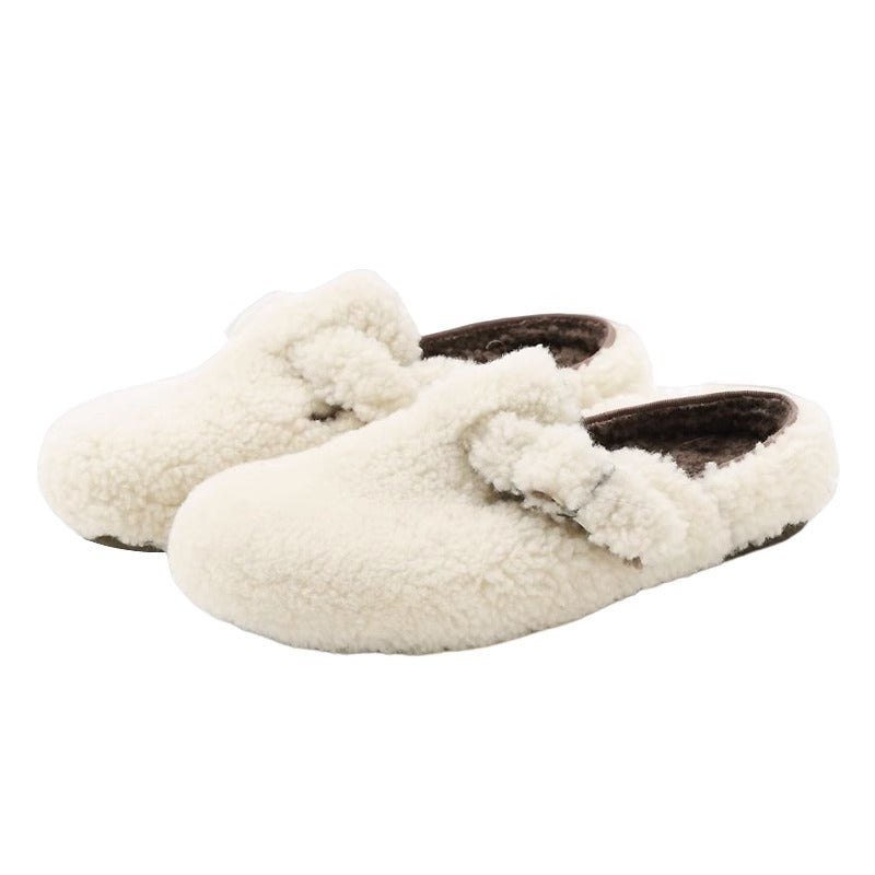 Fluffy Pine Cone Shoes Flat Lazy Thermal Cotton Slippers