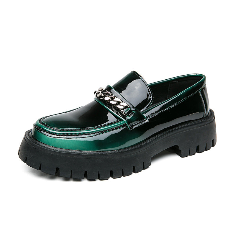 Thick Sole Increased Patent Leather Glossy Casual Thick Heel Loafers