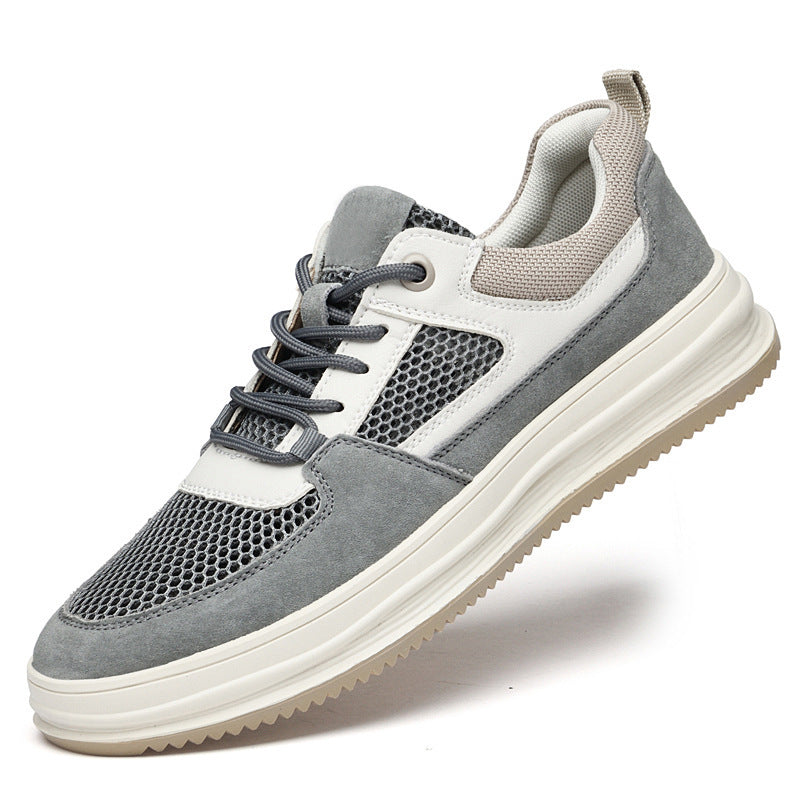 Top Layer Nubuck Plus Large Hole Mesh Breathable Korean Casual Shoes