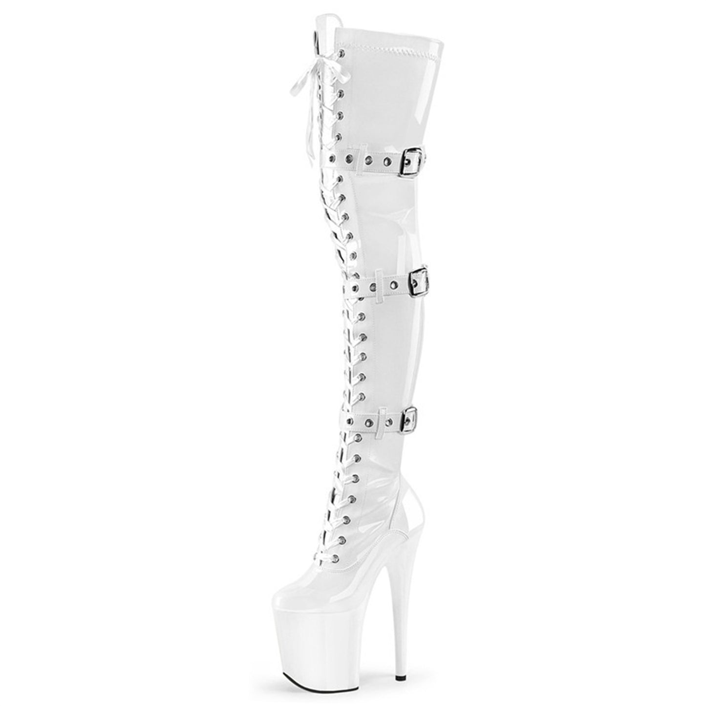 Knee Over Elastic Patent Leather Super High Heels Waterproof Platform Boots