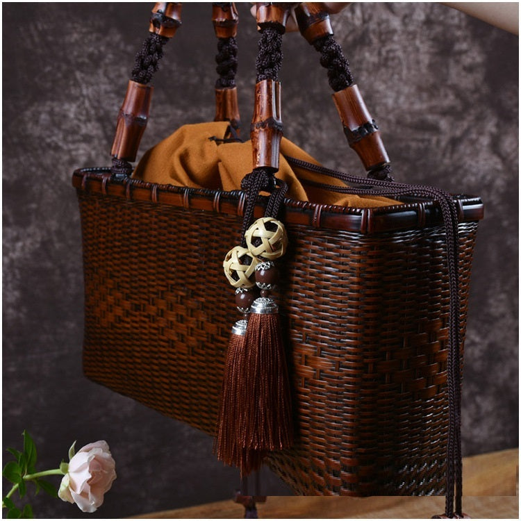 Ladies Literary Retro Handmade Bamboo Woven Bag