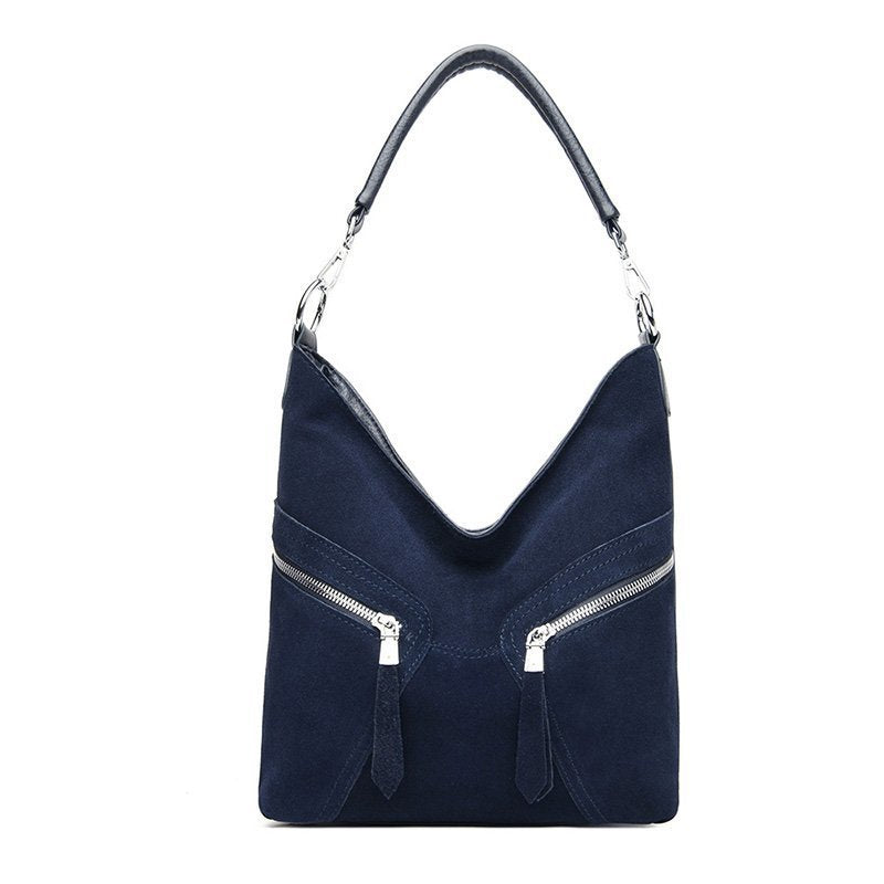 Frosted Cowhide Bucket Bag With New Personality And Versatile