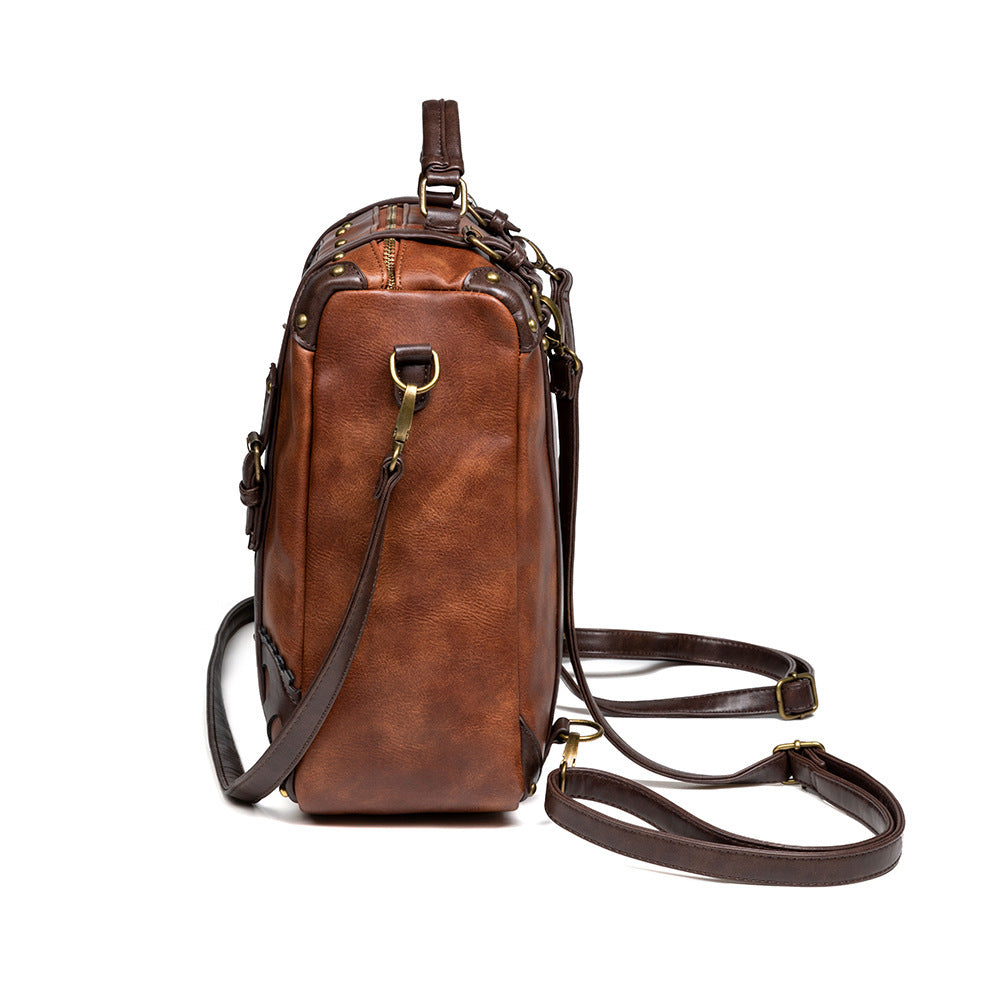 Sac à dos Steampunk rétro marron pour femme, accessoire d'extérieur tendance et créatif