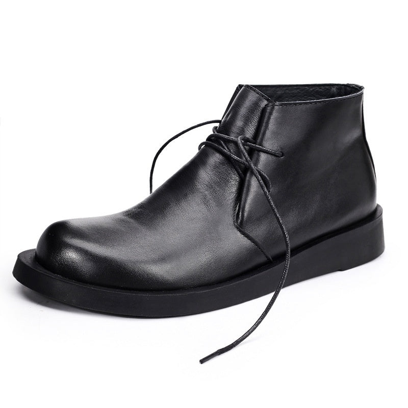 Chaussures Martin à lacets en cuir à semelle épaisse et semelle souple, bottes mi-hautes pour hommes