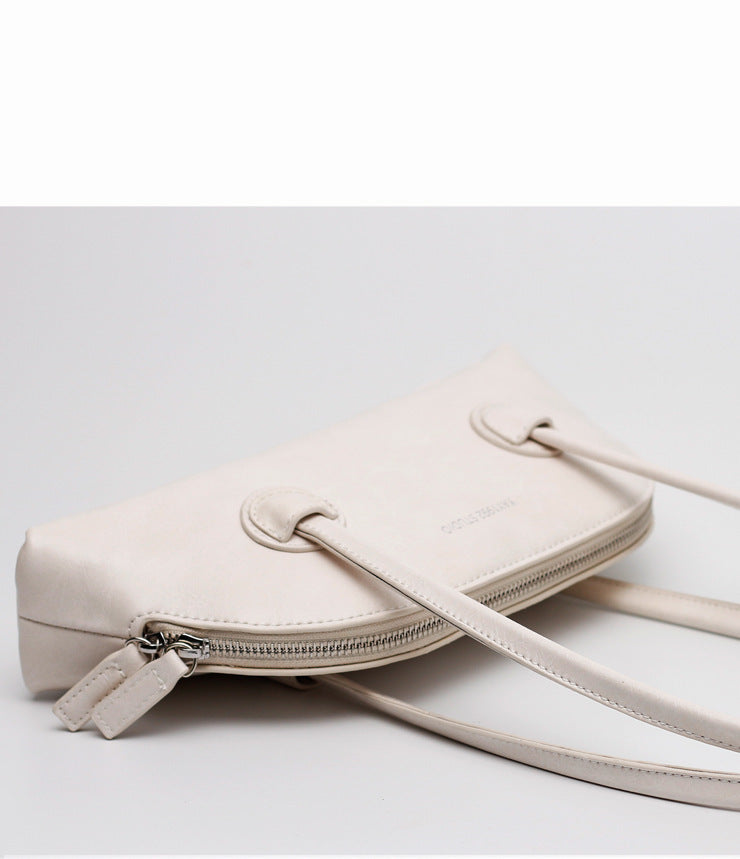 Niche Design Bag Female Summer Portable Retro Oil Wax Leather Baguette Bag Candy Color One Shoulder Sweet Cool Hot Girl Underarm Bag