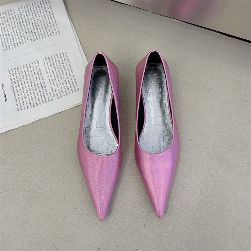 Mid Heel Low Heel Pointed Toe Fashion Shoes Women's Stiletto Heel Pumps High Heels Slim Low-cut Pumps