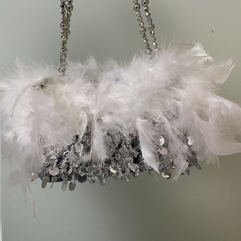 Literary Fairy Sequin Fluffy Crossbody Shoulder Bag