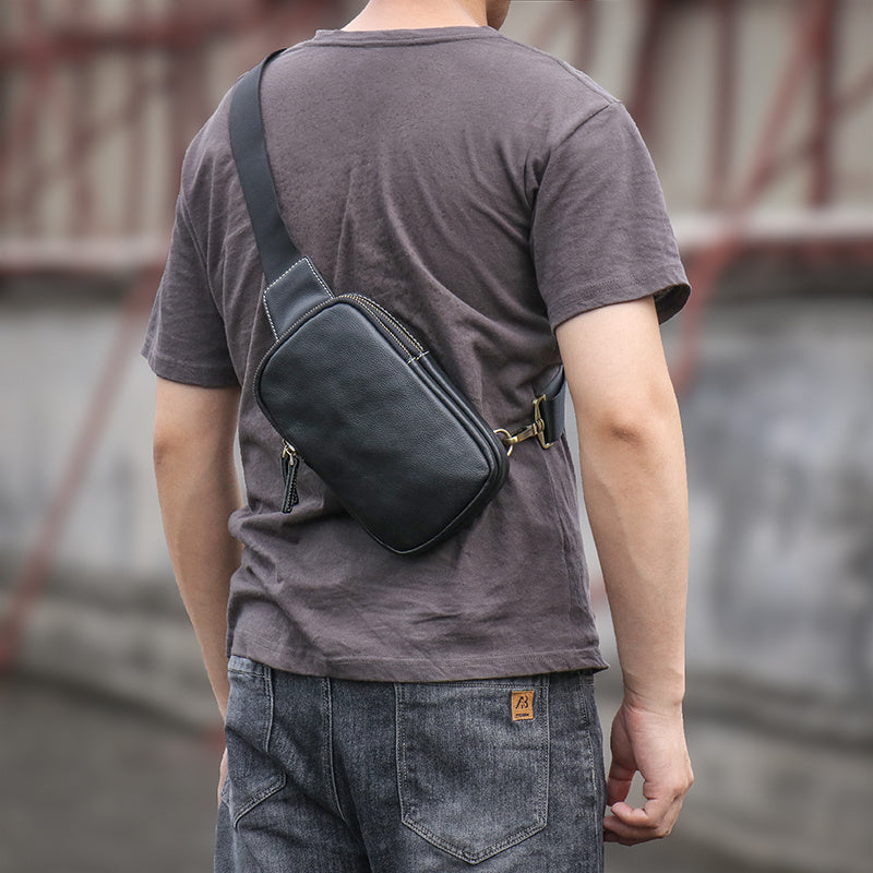 Bolso de pecho de cuero versátil y de moda para hombre