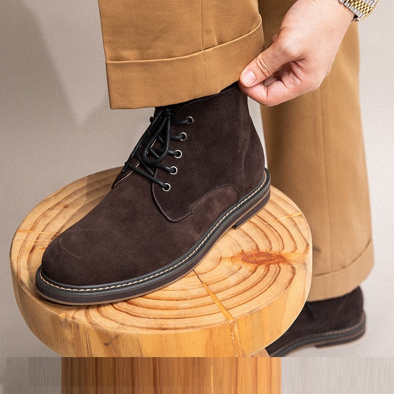 Botas altas estilo retro estilo desierto hechas a mano para hombre