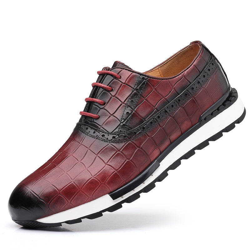 Men's British Lace Up Casual Top Layer Calf Leather Shoes