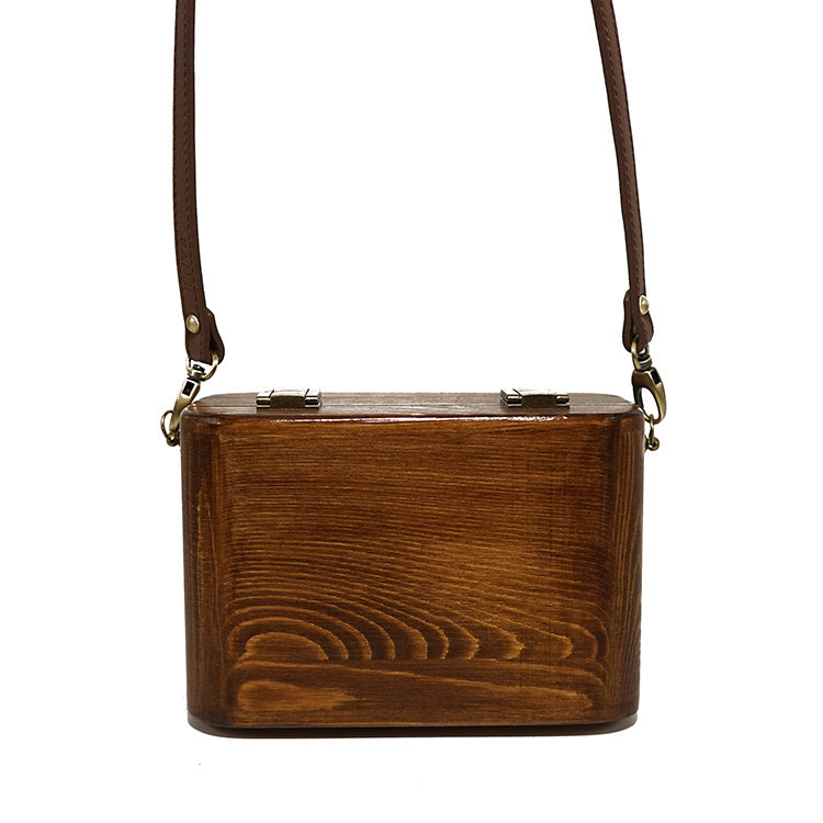 Bolso bandolera de mujer con doble hebilla de madera y estilo literario retro de Niche