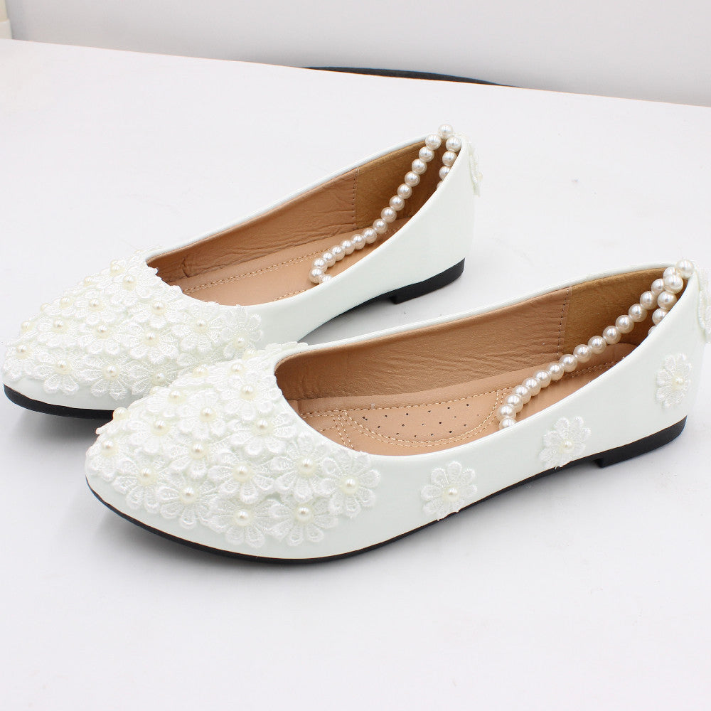 Zapatos de boda de tacón medio blancos de talla grande para novia