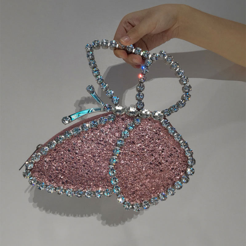 Bolso de mano de mariposa de moda con diamantes Bolso de mano de cena con diamantes