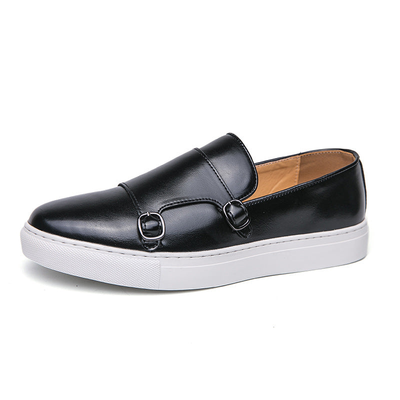 Zapatos casuales de cuero con doble hebilla para hombre