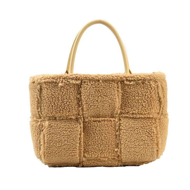 Sac à carreaux en peluche tendance personnalité style occidental simple femme