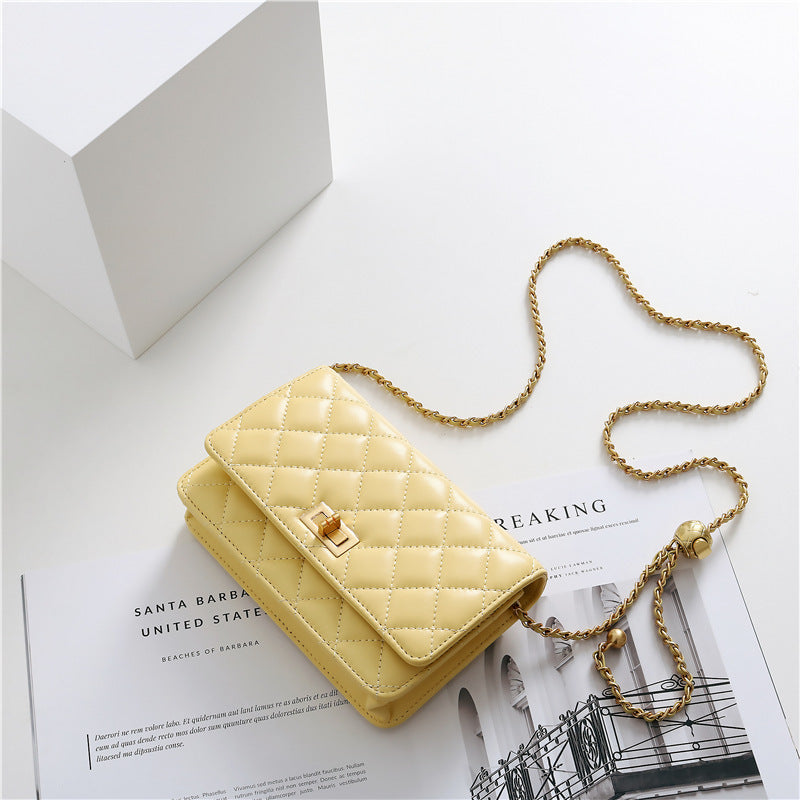 Golden Ball Small Square Bag New Leather Sheepskin Handbag