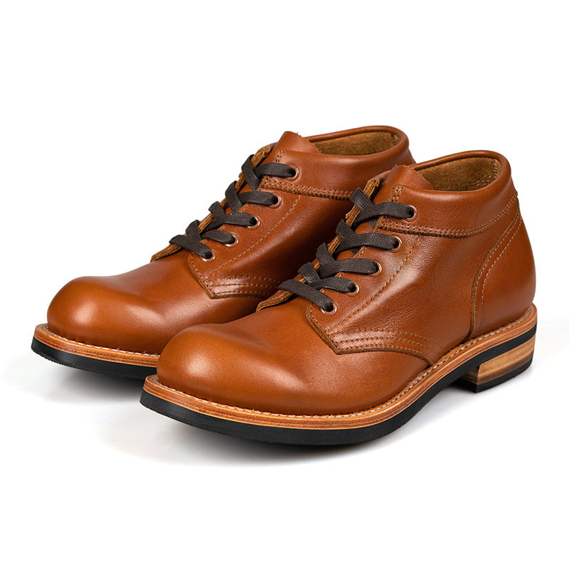 Bottines courtes basses en cuir pour hommes, baskets de loisirs à tête ronde