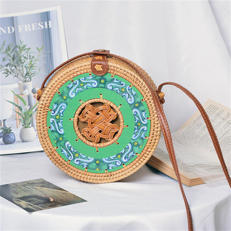 Rattan Handwoven Shoulder Small Round Bag