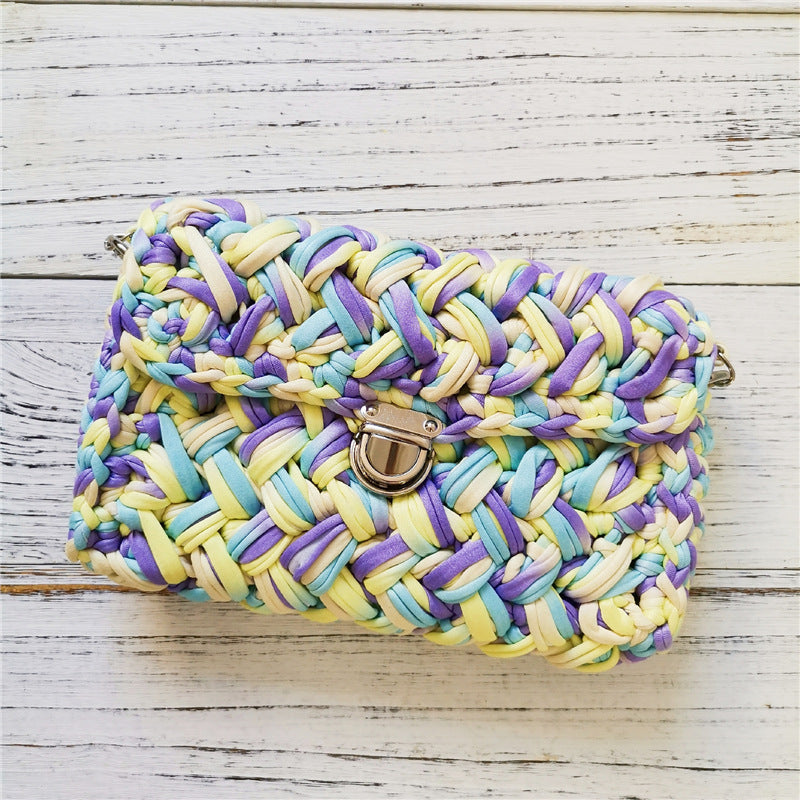 Sac à bandoulière fait main en tissu crocheté, petit sac à tricoter parfumé