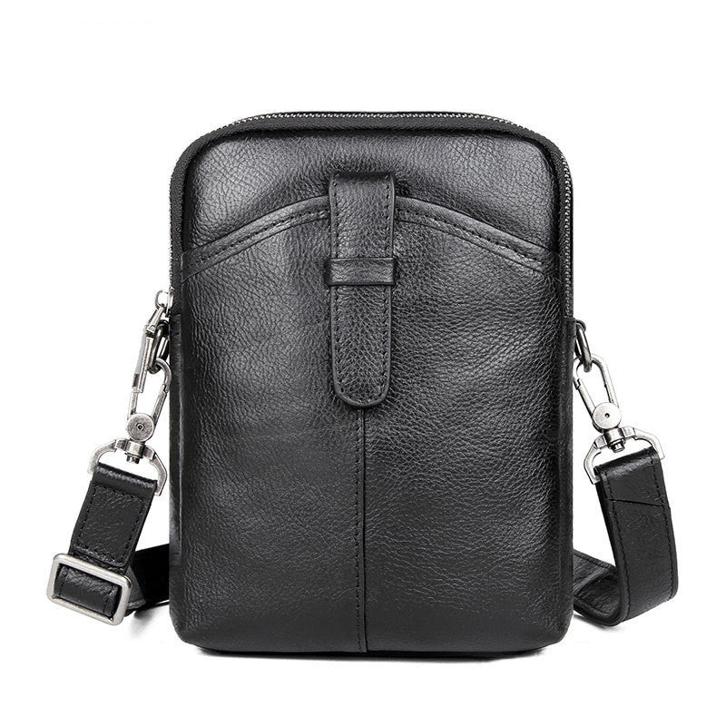 Sac à bandoulière compact et portable pour homme avec imprimé litchi