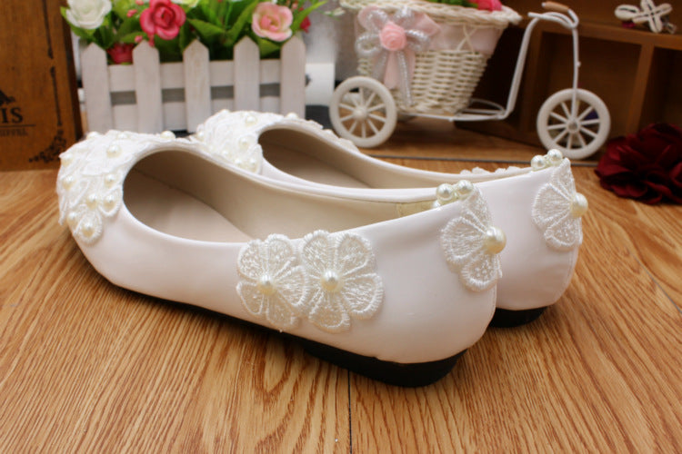 White Pearl Anklet Wedding Dress Shoes