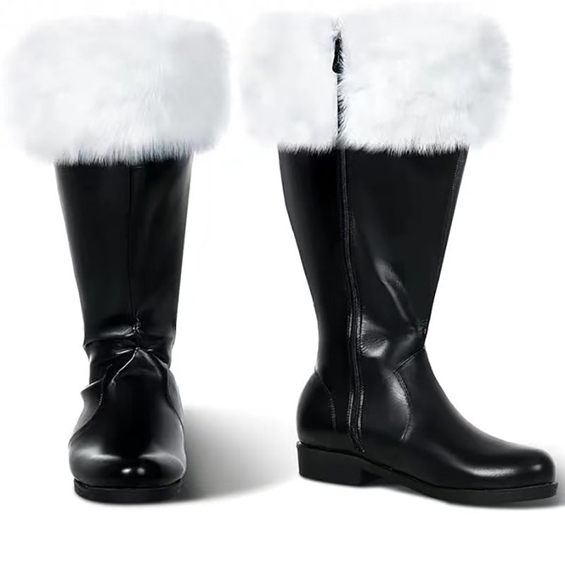 Bottes de Noël en peluche blanche pour vieil homme Halloween