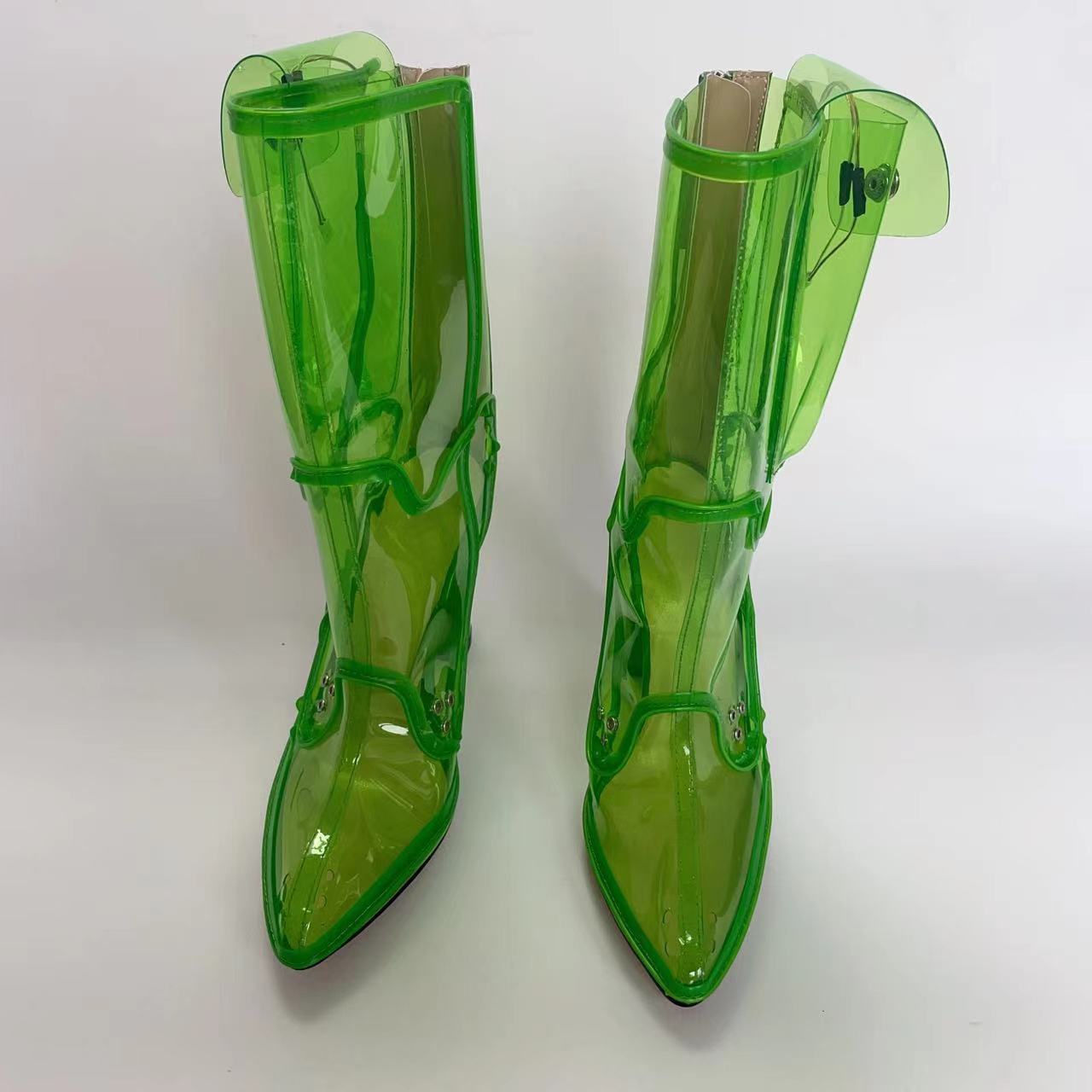 Women's Fashion PC Flashing Light Transparent Boots