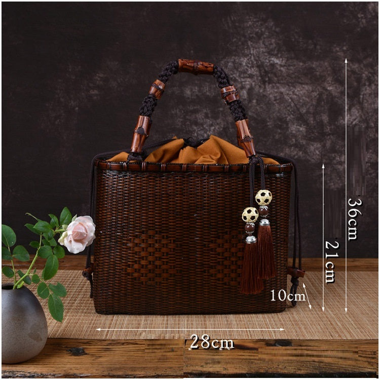 Ladies Literary Retro Handmade Bamboo Woven Bag