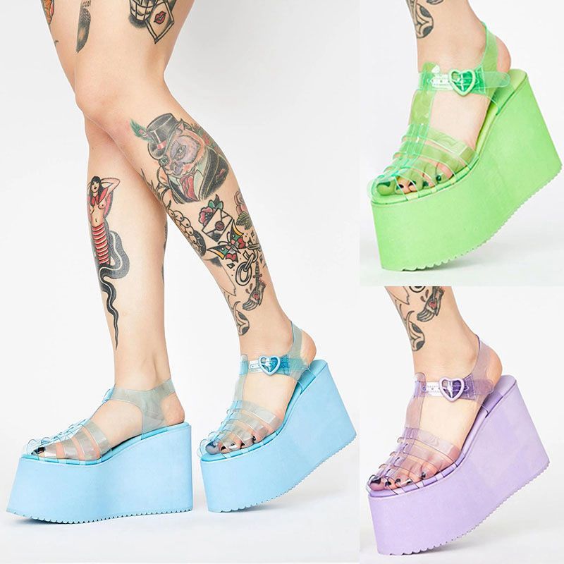 Clear Foam Platform Jelly Slip-On Sandals