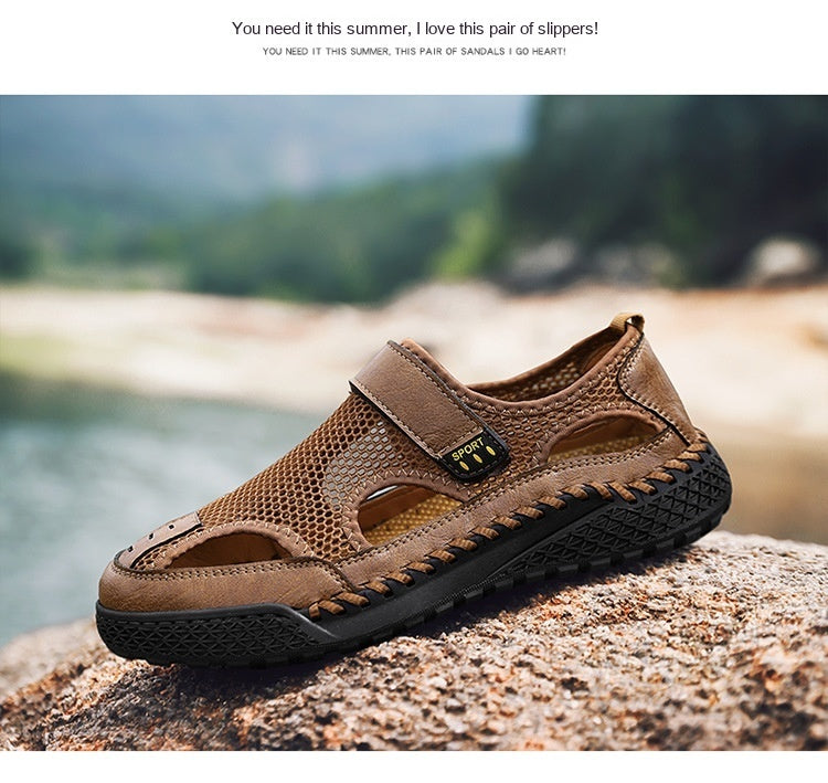 Sandales à bout fermé Chaussures de plage respirantes et polyvalentes de grande taille pour l'extérieur