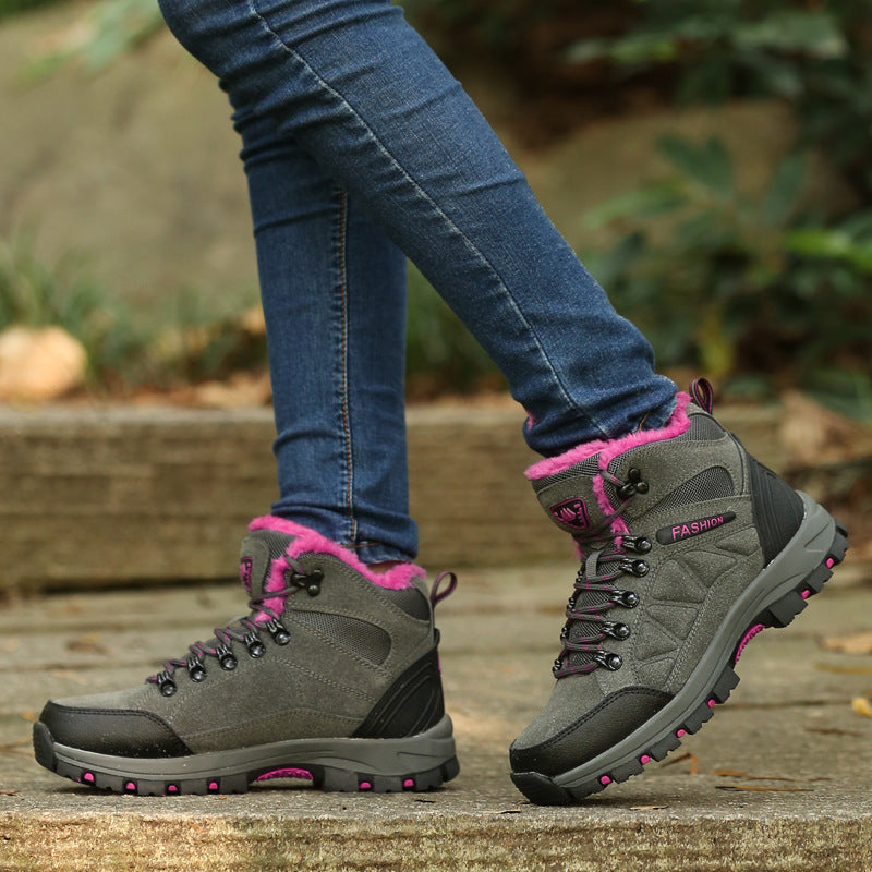 Hiking Shoes Hiking Outdoor Shoes High Top Sneakers Cowhide Fleece-lined Women's Shoes