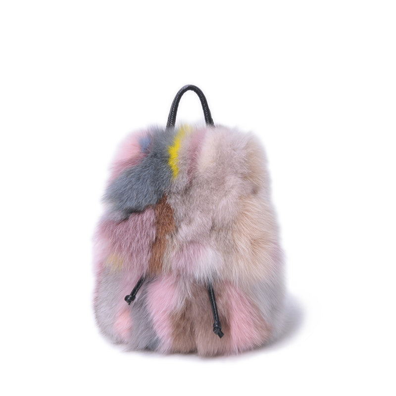 Trendy Casual Fur Handbags Fox Fur Real Hair Backpack